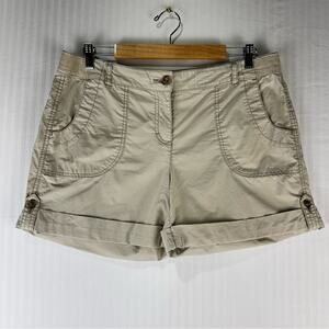 Tommy Hilfiger Roll Hem Utility Khaki Tan Shorts Women’s Size 12 Lightweight